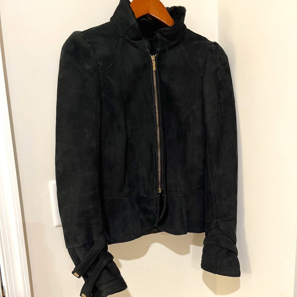 Women's Natural Sheepskin Peplum Jacket